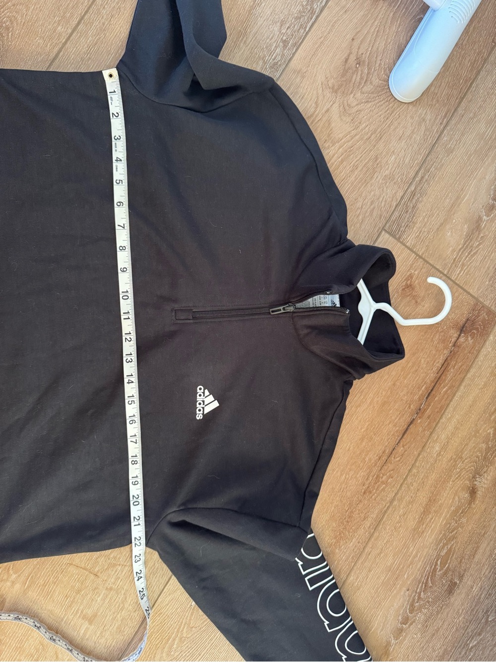 Adidas Essential Women's Fleece Loose Cropped 1/4-Zip Pullover in black Size XL - Picture 5 of 9